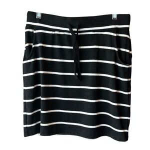 Market & Spruce Striped Knit Skirt Black White Pull On Womens Medium Casual